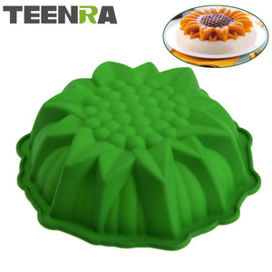 TEENRA 1Pcs Sunflower Silicone Baking Pan Pizza Pan Baking Form Round Silicone Pan Cake Baking Tray Silicone Mold Bakeware
