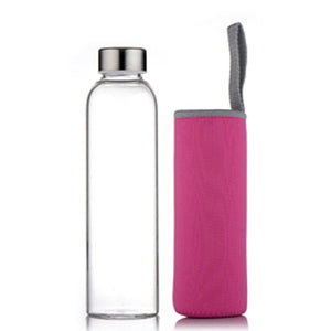 Glass Water Bottle with protective bag Travel Drinkware Portable Bottle Transparent Bottle for Water Tea Glass Sport Bottle