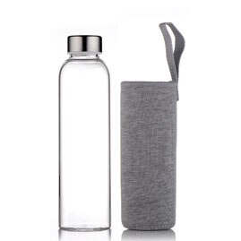 Glass Water Bottle with protective bag Travel Drinkware Portable Bottle Transparent Bottle for Water Tea Glass Sport Bottle